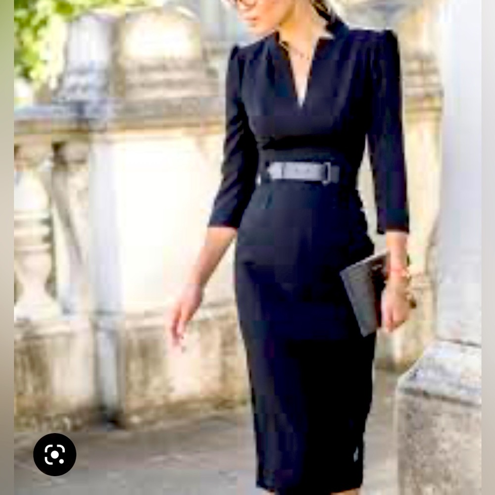 COPY - Karen Millen Forever Structured Midi Dress LBD